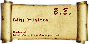 Béky Brigitta névjegykártya