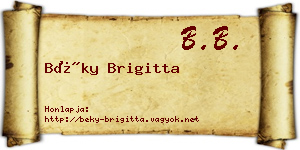 Béky Brigitta névjegykártya